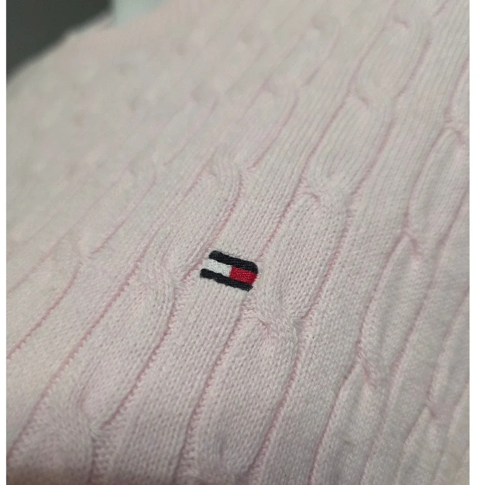 Tommy Hilfiger Women's Pink Cable Knit Short Sleeve Sweater Top XXL - Picture 7 of 7